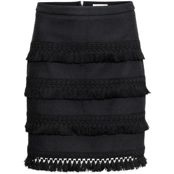 H&M Dresses & Skirts - NWT Black Pencil Skirt with Tassel Trim Size 4